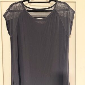 Tahari Black Short Sleeve Mesh Top